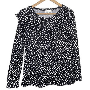 Perfect Peach Polka Dot Ruffle Crew Neck Sweater Size S